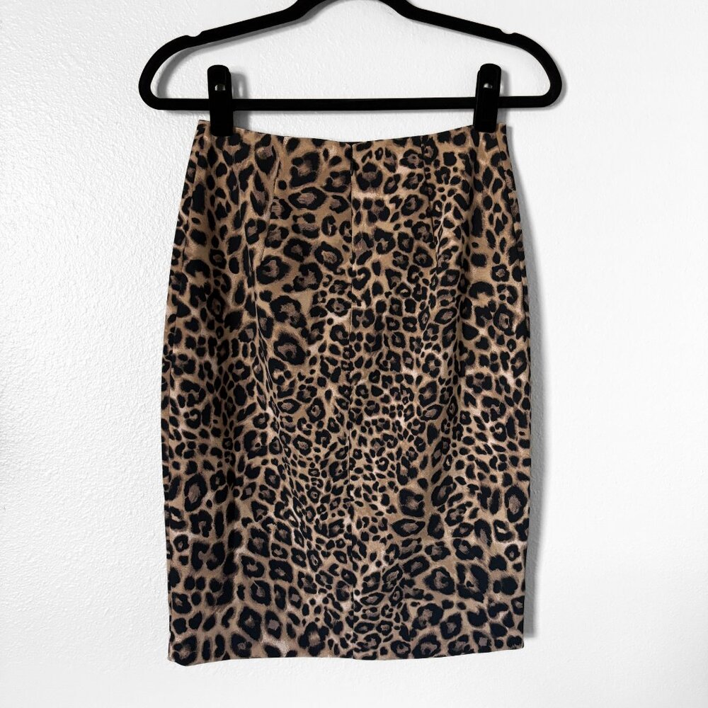NWT White House Black Market Leopard Pencil Skirt Womens Size 0 Animal Print 90s - Picture 13 of 16